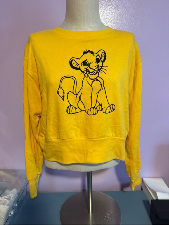 Disney Sweaters - Disney Yellow Crewneck Sweatshirt with Lion Cub Graphic